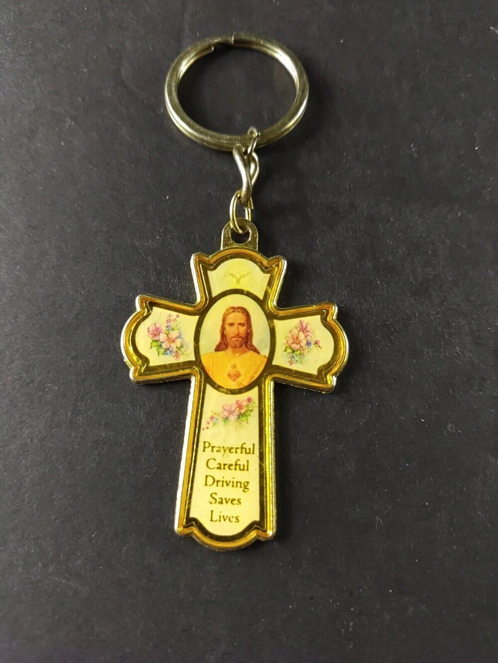 Cross Prayerful Careful Saves Lives Keychain Religion